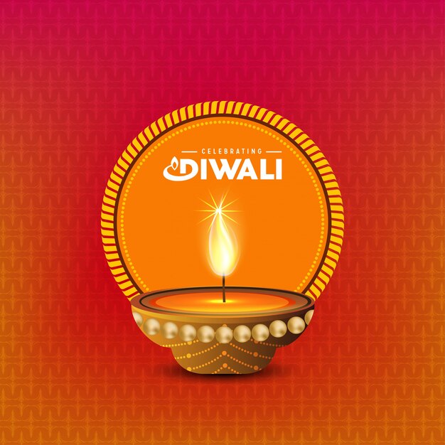 Дизайн Diwali со световым фоном и вектором типографии