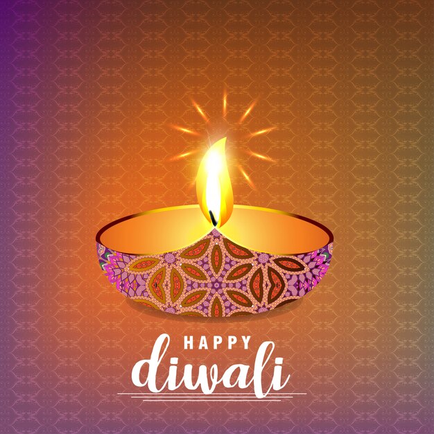 Дизайн Diwali со световым фоном и вектором типографии