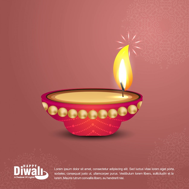 Diwali design with pink background and typography vector