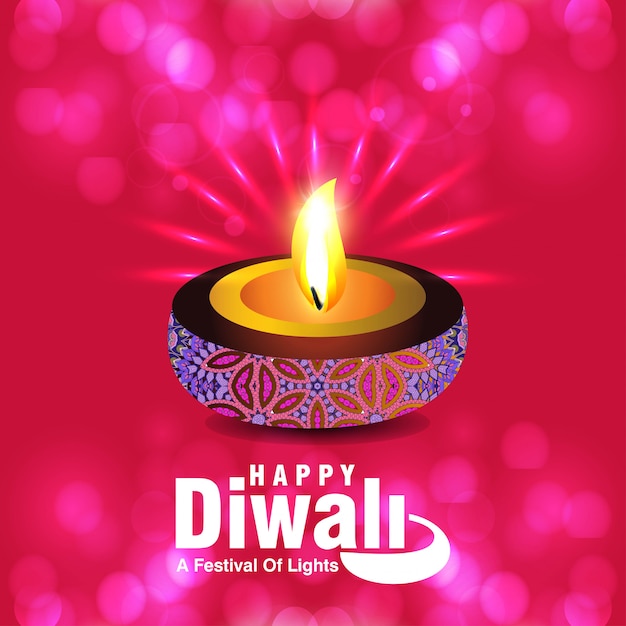 Diwali design with pink background and typography vector