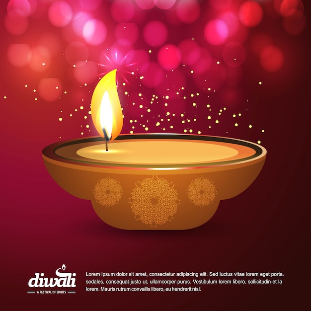 Diwali design with pink background and typography vector