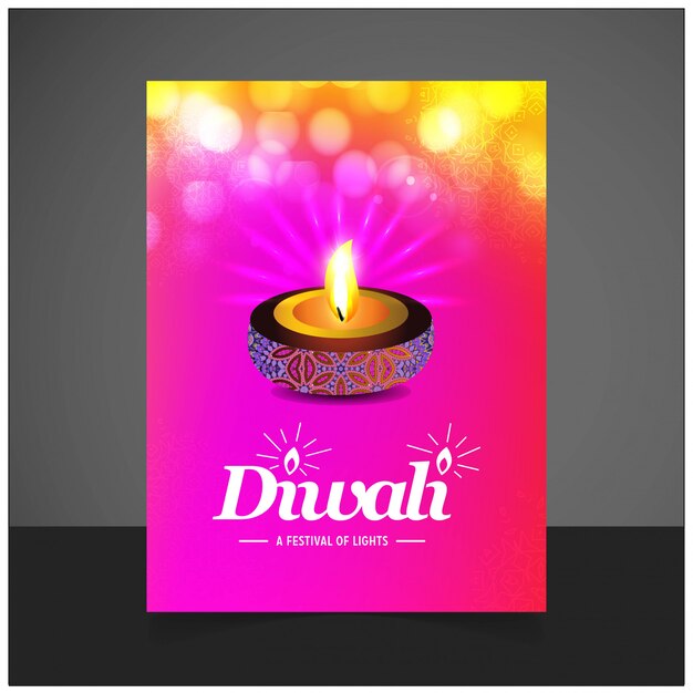 Diwali design with pink background and typography vector