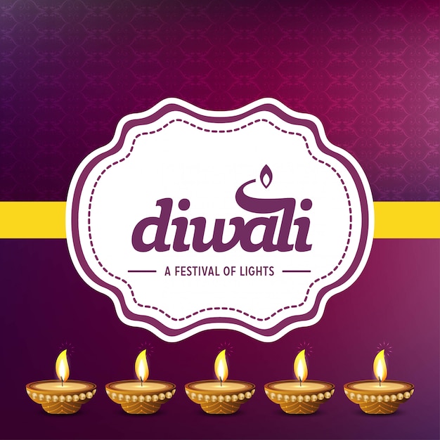 Diwali design with purple background and typography vector