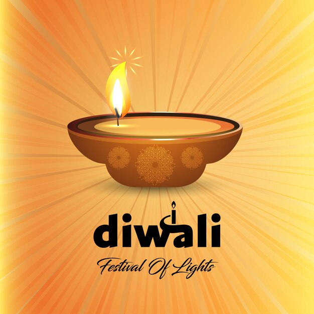 Diwali design with yellow background and typography vector