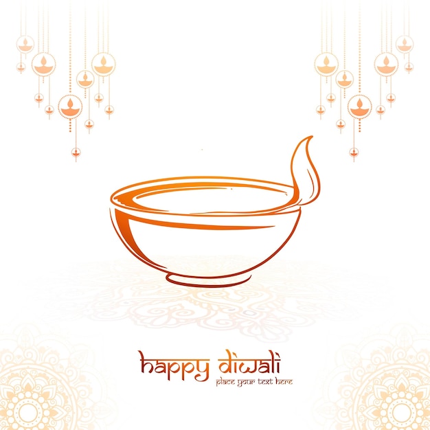 Free vector diwali diya sketch oil lamp holiday celebration card background