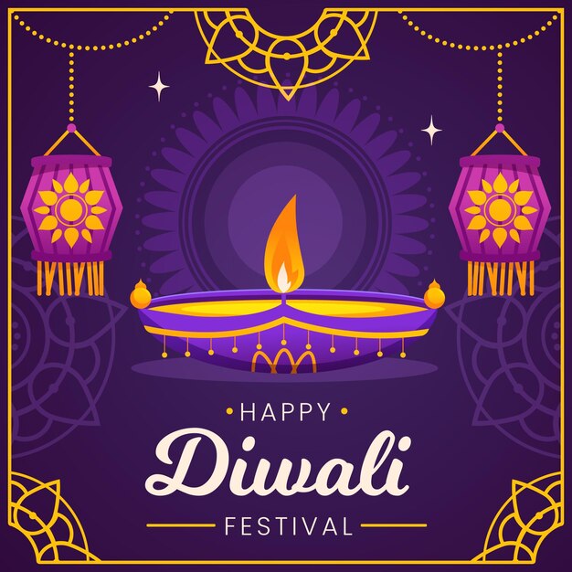 Evento Diwali con design piatto candela