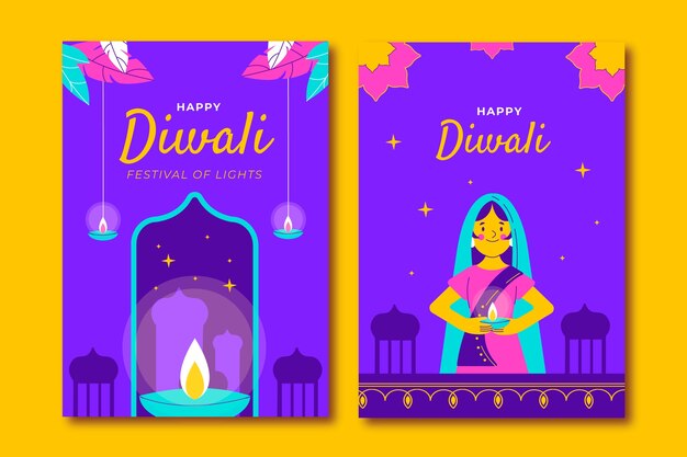 Diwali festival celebration cards collection