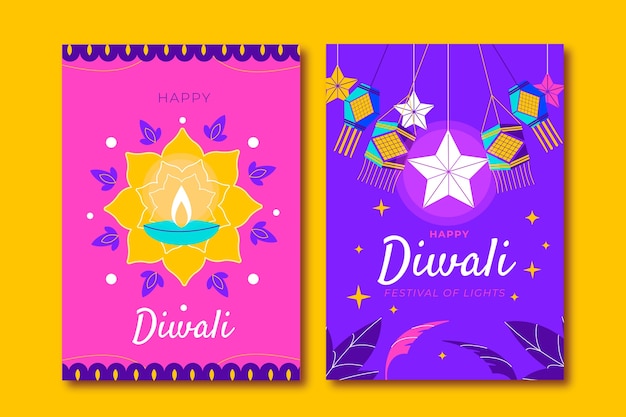 Free vector diwali festival celebration cards collection