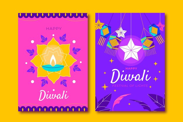Diwali festival celebration cards collection