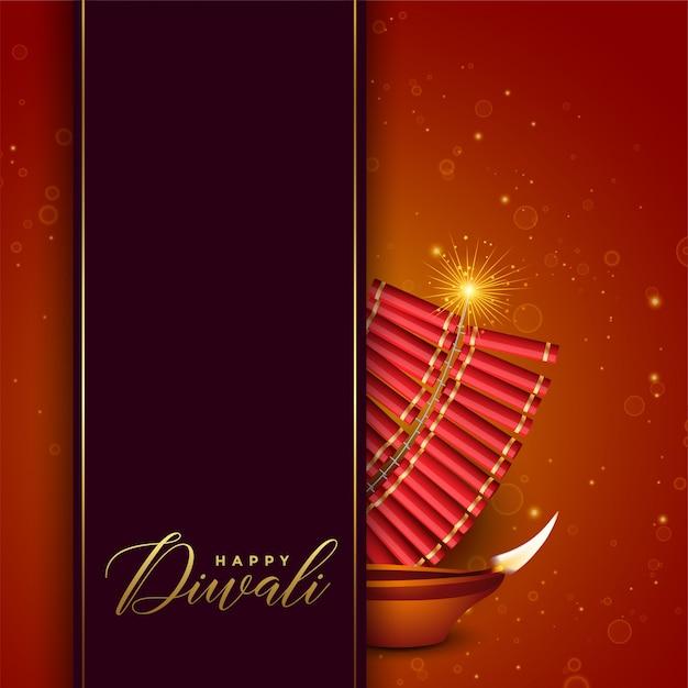 Free vector diwali festival design with cracker and diya