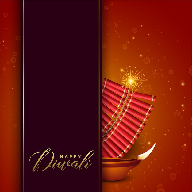Diwali festival design with cracker and diya