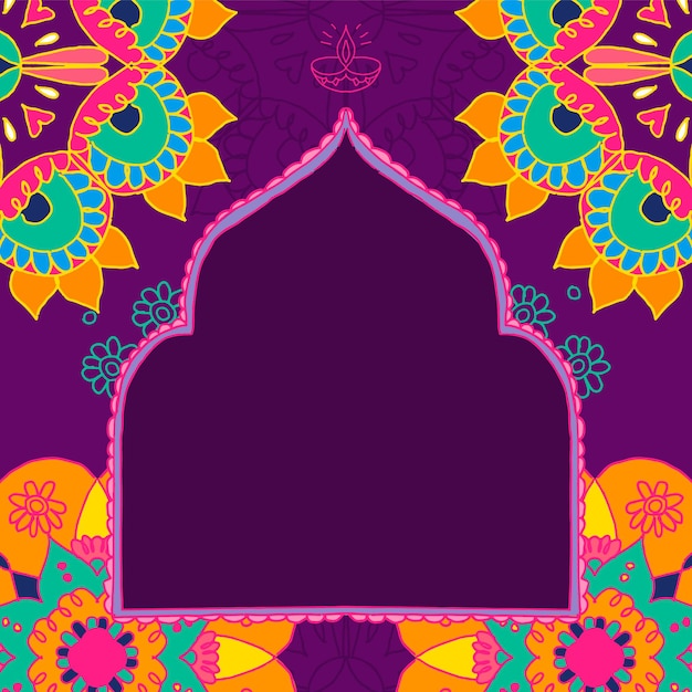 Free vector diwali festival rangoli indian frame