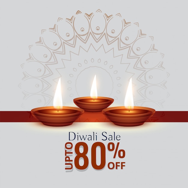 Diwali festival sale background with three diya