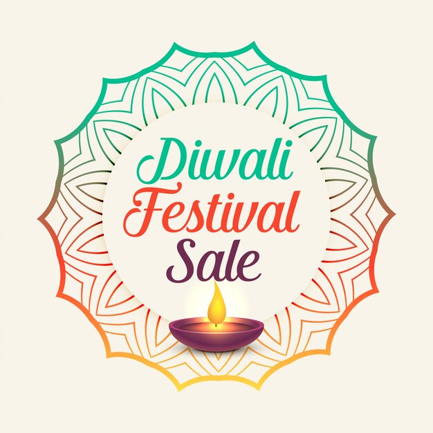 Diwali festival sale with mandala style decoration