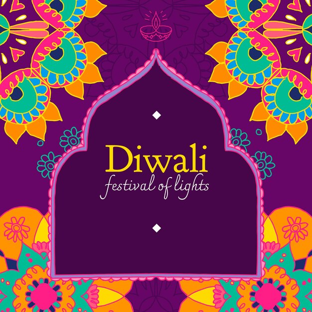 Diwali festival social media template vector