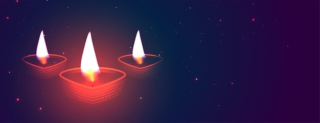 Diwali 빛나는 diya 배너 디자인