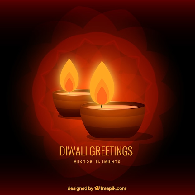 Diwali greeting with two candles