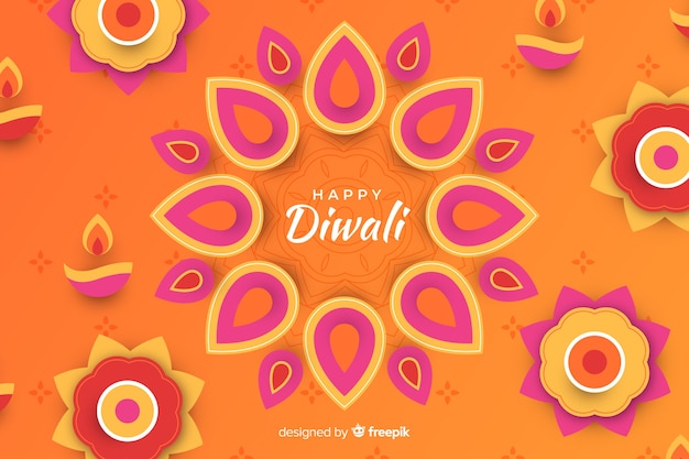 Free vector diwali holiday ornaments paper style background