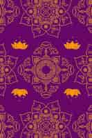 Vettore gratuito diwali indiano mandala viola sfondo vettore