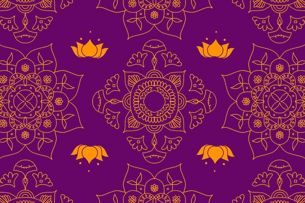 Diwali Indian mandala purple background