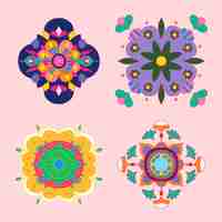 Free vector diwali indian rangoli vector flower set