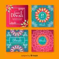 Free vector diwali instagram post collection