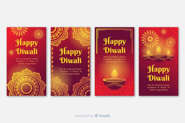 Free vector diwali instagram stories collection