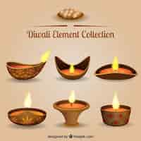 Free vector diwali lamps collection