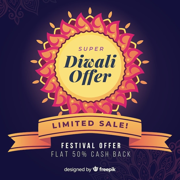 Diwali offer and limited sale flat design