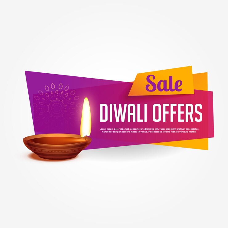 मुफ़्त वेक्टर जीवंत रंगों के साथ दिवाली ऑफर और सेल वाउचर डिज़ाइन