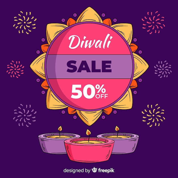 Vettore gratuito sfondo di vendita di diwali