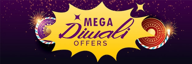 Banner di vendita di diwali con cracker