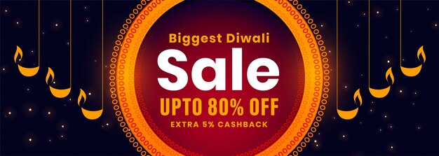 Diwali sale banner with decorative diya design