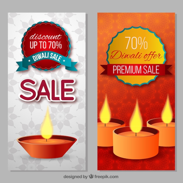 Free vector diwali sale banners