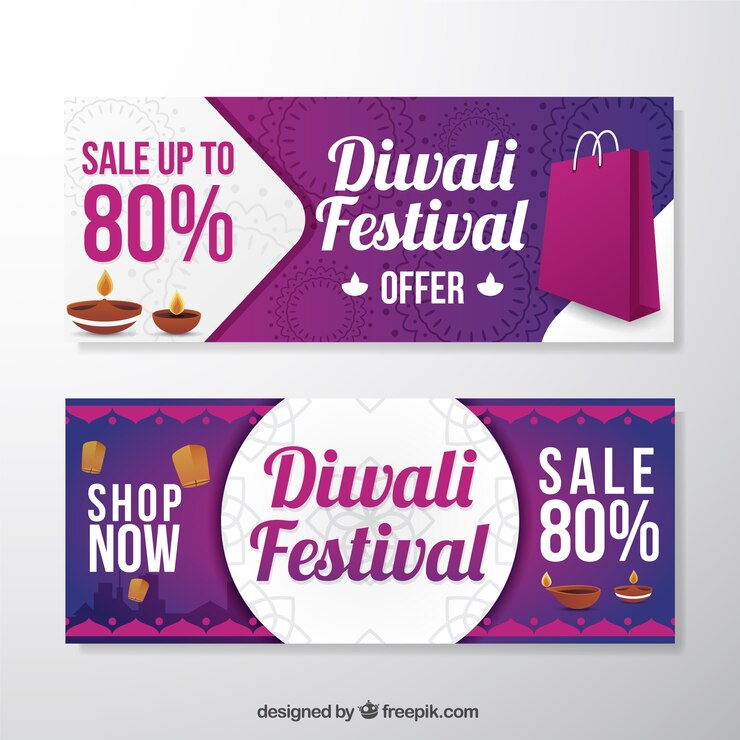 मुफ़्त वेक्टर diwali sale banners
