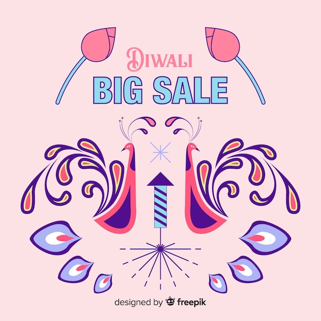 Diwali sale concept with flat design background