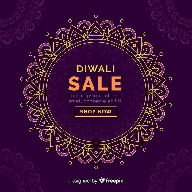 Free vector diwali sale concept with flat design background