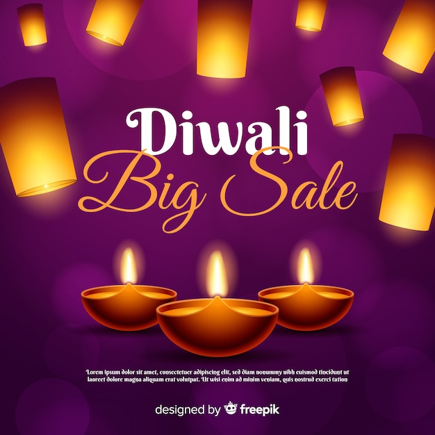 Diwali sale concept with realistic background
