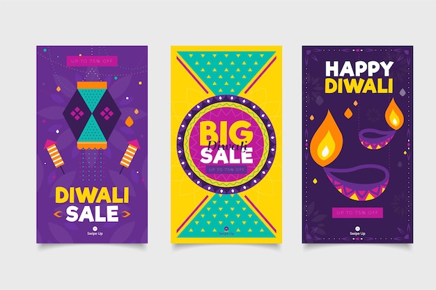 Vettore gratuito post su instagram per eventi di vendita diwali