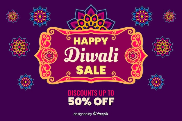 Free vector diwali sale in flat design