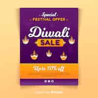 Free vector diwali sale flyer template in flat design