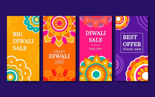 Free vector diwali sale instagram stories