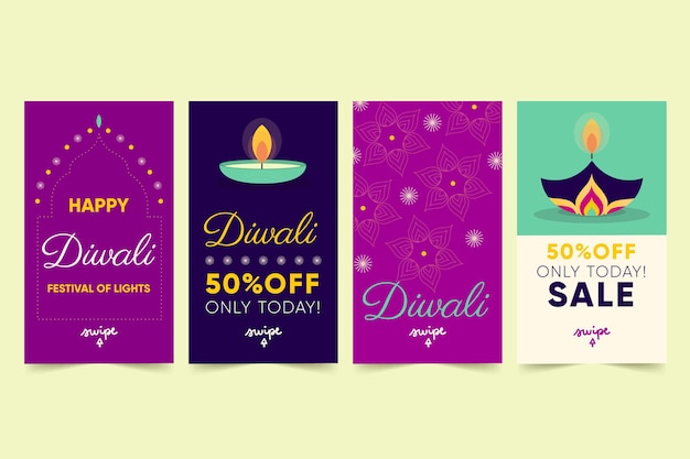 Free vector diwali sale instagram stories