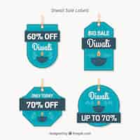 Free vector diwali sale labels collection