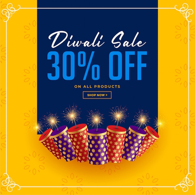 Diwali sale and offer crackers celebration template