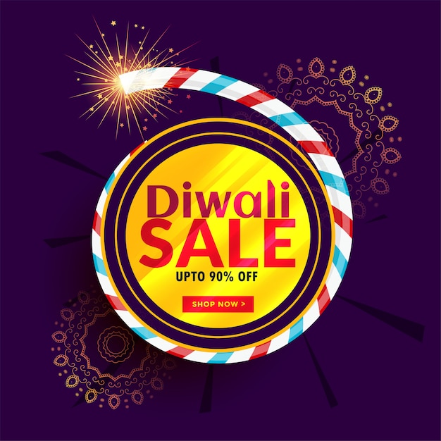 Дизайн рекламного плаката Diwali с крекером