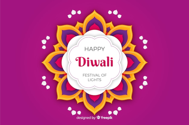 Free vector diwali violet background in paper style