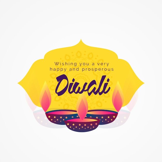 Vettore gratuito diwali desidera il disegno di biglietto di auguri con diya