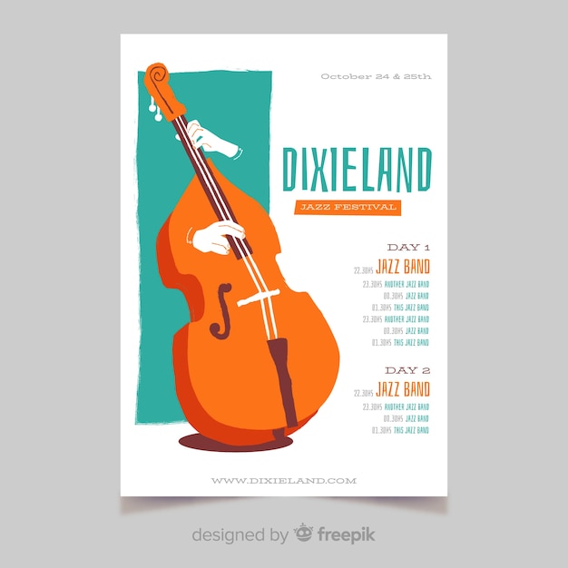 Dixieland jazz music poster template