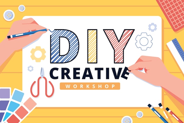 무료 벡터 diy 창작 워크샵 컨셉